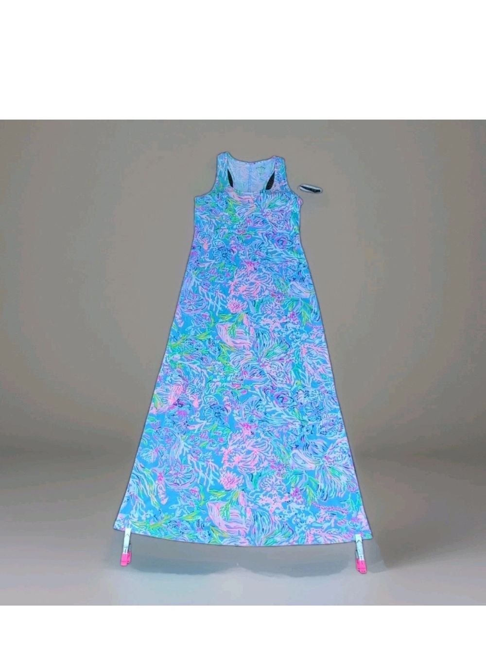 Lilly Pulitzer Treena Dress Womens Small Blue Pink Stretch Maxi All Together
